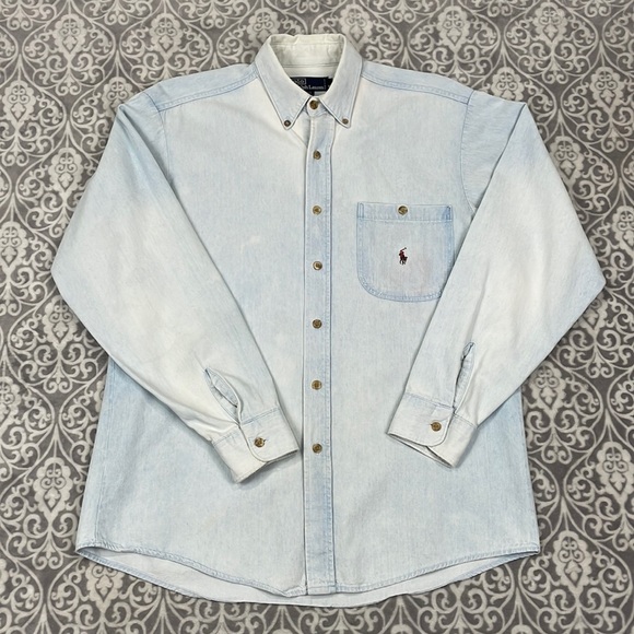 Polo Ralph Lauren Other - vintage polo denim shirt button down light wash cotton faded men XL made in usa